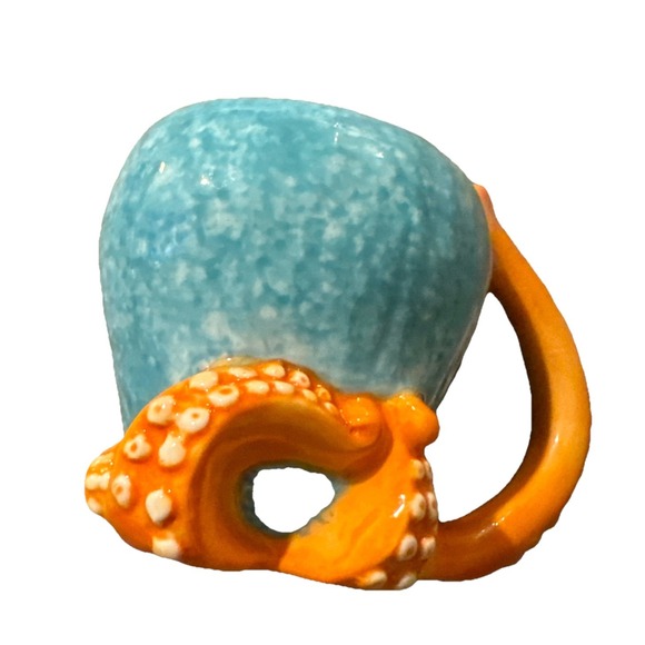 Octopus Kraken Tiki Mug Stoneware Design Bar Conic Cocktail Ceramic Cup Orange - Picture 4 of 4